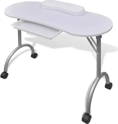 Produktbild von vidaXL Klappbarer Maniküre-Tisch mit Rollen Weiß