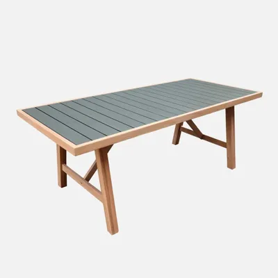 Produktbild von sweeek - Gartentisch aus Akazienholz und Aluminium für 8 Personen - Khaki
