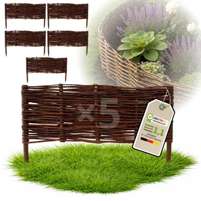Obrázek produktu pro Floranica 5 kusů Vrbový plot 30 cm x 60 cm – Zahradní plot z vrbového proutí Palisáda Přírodní oplocení Ohraničení záhonu