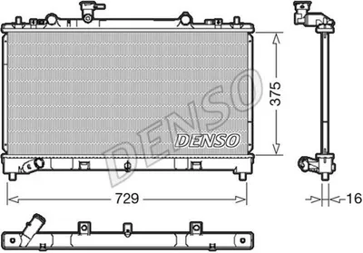 Obrázok produktu pre Chladič motora DENSO DRM44038, určený pre vozidlá MAZDA 6 kombi (GH), MAZDA 6 hatchback (GH) a MAZDA 6 (GH)