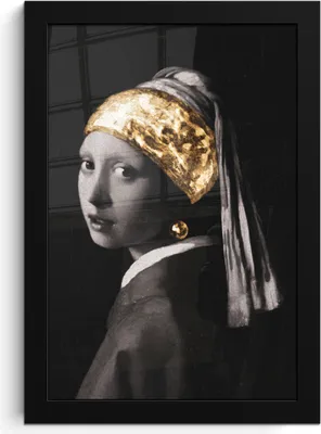 Produktbild von MuchoWow® MuchoWow® Gerahmtes Poster Mädchen mit einem Perlenohrring - Johannes Vermeer - Gold 20x30 cm - Poster mit zchwarzem Bilderrahmen - Drucken - Bilder Poster im Rahmen