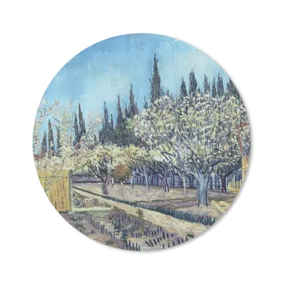 Produktbild von MuchoWow® Mauspad Mousepad Obstgarten vor Zypressen - Vincent van Gogh 30x30 cm - Mousepads - Maus Mat - Pad - Mausunterlage - Tischunterlage - Schreibtischmatten