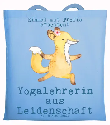 Produktbild von Mr. & Mrs. Panda Einkaufstasche Yogalehrerin Leidenschaft - Sky Blue - Geschenk, Tote Bag, Laptoptasche, Tasche, umhängebeutel, Stoffbeutel, Jutebeutel