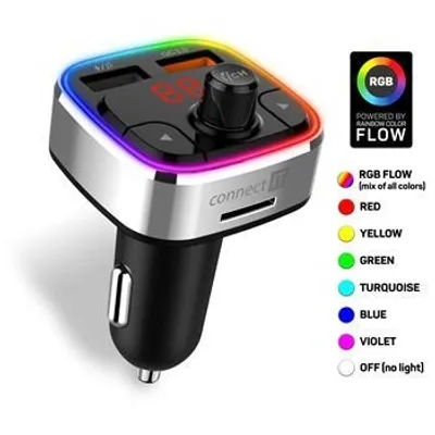 Obrázek produktu pro CONNECT IT CarRGB Bezdrátový FM vysílač, 2xUSB+MicroSD, STŘÍBRNÝ