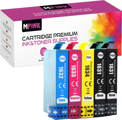 Produktbild von 5x Druckerpatronen für Epson 2xT1631 T1632 T1633 T1634 CMYKK WF-2010W 2500 2510WF 2760DWF