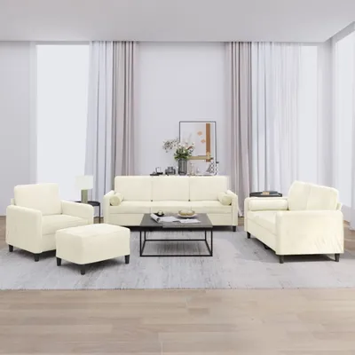 Obrázok produktu pre Maison Exclusive – 4-dielna sedacia súprava s vankúšmi, krémový zamat