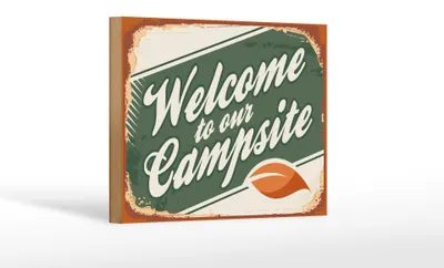 Produktbild von Holzschild Camping 18x12cm welcome to our Campsite