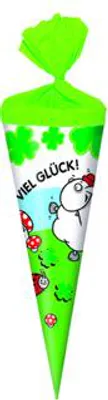 Produktbild von Ganzjahres Schultüte / Geschenktüte / Länge: 22cm / rund / "Viel Glück"