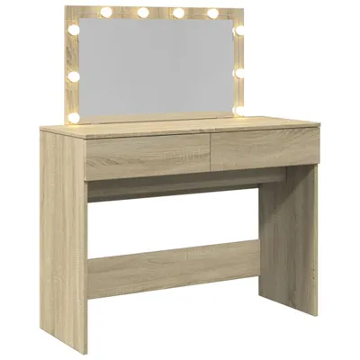 Produktbild von Schminktisch mit LED-Beleuchtung Sonoma-Eiche 100x40x120 cm