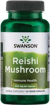 Image de Champignon Reishi 600 mg 60 gélules végétales Swanson Health Products