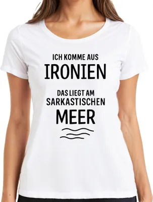 Obrázok produktu pre Pochádzam z ironického sarkastického mora sarkazmus humorný darček dámske tričko, biele, S