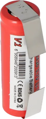 Produktbild von IMR 14430 600mAh 3,6V - 3,7V Li-Ion-Akku mit Lötfahne U-Form, Abmessungen 42,63x14,4mm
