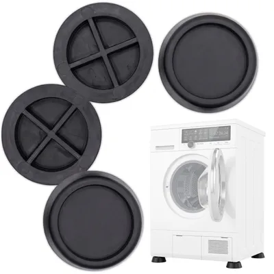 Imagen del producto de Amortiguadores de vibración para lavadora, base para lavadora (4 unidades), alfombrilla antivibración para lavadora, pies amortiguadores para lavadora