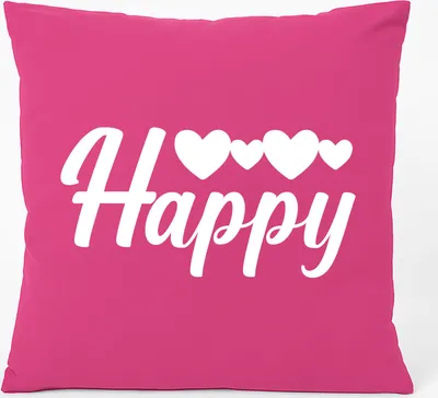 Produktbild von Huuraa Kissen Happy Herzen 40x40cm mit Füllung Fuchsia Baumwolle Dekokissen Geschenkidee