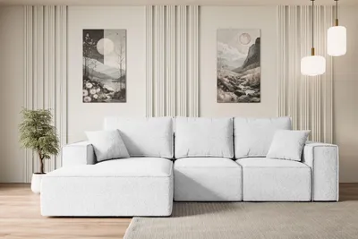 Produktbild von ALTDECOR Ecksofa mit Schlaffunktion und Bettkasten SERRA-L-S - 266x161x87 cm Weiß - Corner Sofa Bett Eckcouch Couch L-Form Schlafcouch Ausziehbar Wohnlandschaft Schlafsofa Cauchsofa