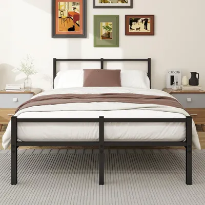 Metallbett 120x200 cm, Doppelbett, Gästebett, schwarz, mit Lattenrost