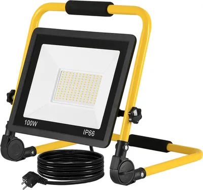 Produktbild von JNGLGO LED Baustrahler 100W Warmweiß Arbeitsleuchte Bauscheinwerfer Baulampe Arbeitsscheinwerfer Netzkabel Flutlicht Wasserdicht IP66 Flutlichtstrahler Scheinwerfer Licht für Garten, Garage