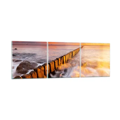 Produktbild von Bilder auf glas - Boot Landschaft Meer Ostsee - 150x50cm - Glasbilder - Wandbilder - Kunstdruck - zum Aufhängen bereit - Wanddekoration aus Glas - Glas Bilder - Wandbild auf Glas - GCA150x50-3137