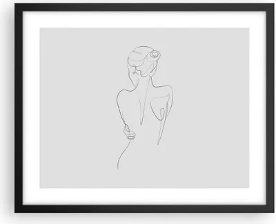 Produktbild von Gerahmtes Poster - Schwarzer Rahmen - Körper Frau Zeichnung - 50x40 cm - Wand Bild - Wanddeko - Wandbilder - Kunstposter - Wandposter - Bilderrahmen - Bilder - Kunstdruck - P2BAA50x40-4651