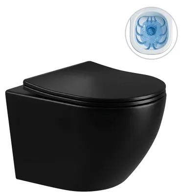 Immagine prodotto di CERANO - WC sospeso Verde, senza brida + sedile Slim/UF - nero lucido - 49x36 cm
