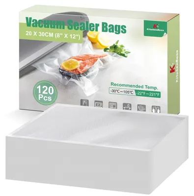 Image de KitchenBoss Sacs de conservation sous vide professionnels, 20x30 cm, 120 sacs : Sacs de conservation sous vide pour toutes les machines de mise sous vide