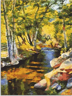 Produktbild von ARTland Wandbild Alu für Innen & Outdoor Bach mit Felsen Größe: 90x120 cm