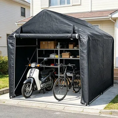 Produktbild von Großes Campingzelt für den Garten, 218x157x166 cm - Gartenabstellraum für Motorräder und Fahrräder - Grau
