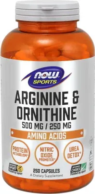 Produktbild von NOW Foods Nahrungsergänzungsmittel Arginine 500 MG Ornityne 250 MG, BI4655