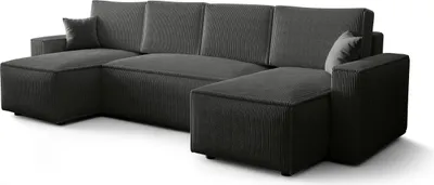 Produktbild von FEDVE Ecksofa Eldon U Form Sofa mit Schlaffunktion Bettkästen Couch Sofagarnitur Grau (Poso 60)