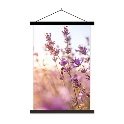 Produktbild von MuchoWow® Textilposter Lavendel - Nahaufnahme - Sonne - Blumen - Lila 40x60 cm mit schwarzem Rahmen - Wanddekorationen