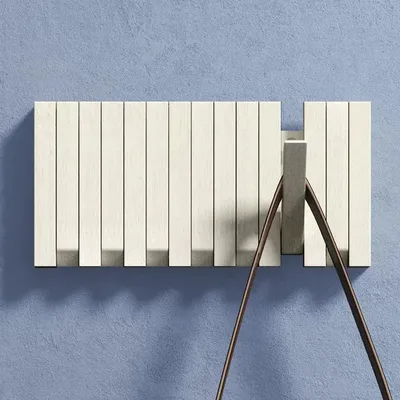 Produktbild von doporro Garderobenhaken Kleiderhaken Wand mit 7 Haken für Jacken, Garderobenleiste für Flur und Garderobe Wandgarderobe aus Holz, Matt weiß Twigro-01