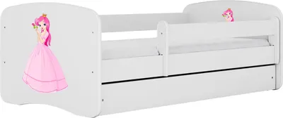 Produktbild von Kinderbett Weiß 70x140 80x160 80x180 cm – mit Matratze, Rausfallschutz und Schublade – Jugendbett für Mädchen und Jungen – Stabil und Sicher – Prinzessin – 160x80 cm