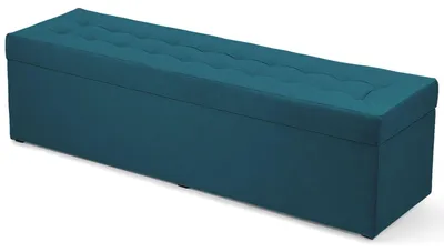Obrázok produktu pre MG Design, modrý taburet s úložným priestorom, 45x160 cm - úložný priestor 190 litrov, nosnosť do 300 kg, matný povrch, ľahko udržiavateľný, vhodný do obývačky a predsiene