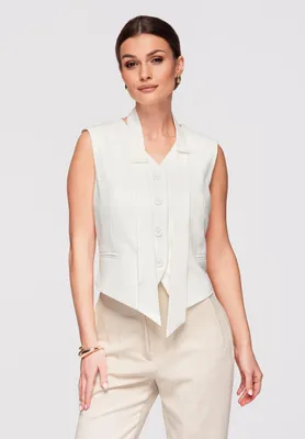 Produktbild von LARICA Damen Weste Ärmellos Figurbetont mit Knopfleiste OW-VE-E0004 white M