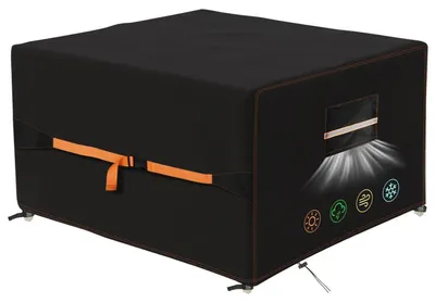 Productafbeelding van Afdekhoes voor tuinmeubels, 135x135x75 cm, 420D Oxford, zwart, met ventilatieopening