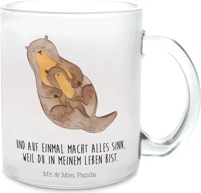 Produktbild von Mr. & Mrs. Panda Teetasse Otter Kind - Transparent - Geschenk, Motivtasse, Teeglas, Mama, Baby, Haferl, Familie, Tee Tasse, Tochter, Pott, Mutter