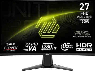 A marketing image for an MSI gaming monitor, showcasing its features.