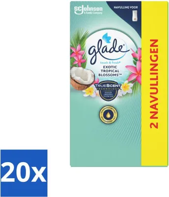 Produktbild von Glade - Touch & Fresh - Exotische Tropenblüten - 2x 10 ml - Vorteilspack - 20 Stücke
