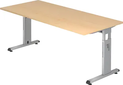 Obrázok produktu pre VOS19/3/S Stôl Hammerbacher C-noha - 180 x 65-85 x 80 cm, výškovo nastaviteľný, javor/striebro
