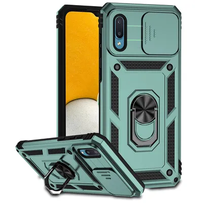 Obrázek produktu pro Pouzdro pro Samsung Galaxy A02 dvouvrstvé pouzdro s posuvným krytem kamery a prstencovým stojánkem zelené