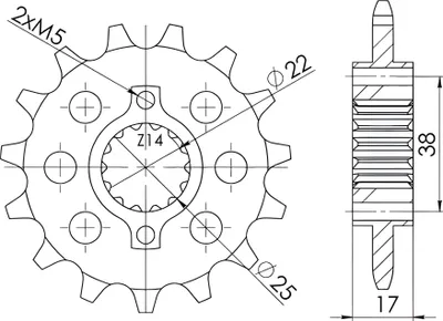 Produktbild von Ritzel Supersprox 520 - 14Z CST-4041:14|feinverzahnt 22,0/25,0