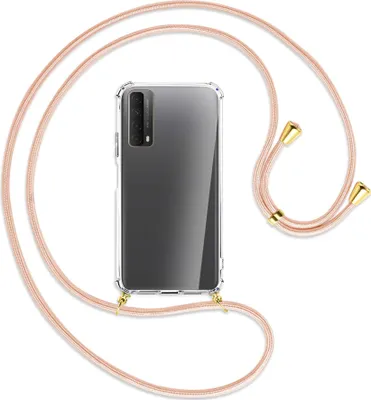 Produktbild von Handykette Backcover-Schutzhülle mit Band (Metall goldfarben) für Huawei P smart 2021 - rose peach