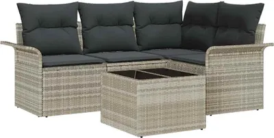 Produktbild von vidaXL Gartensofa-set 5 stk. Hellgrau Poly-Rattan