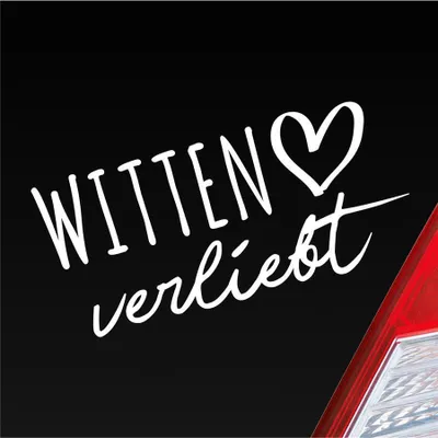 Produktbild von Auto Aufkleber Witten verliebt Herz Stadt Heimat Liebe Car 19x9 cm Weiss Glanz Sticker Heckscheibenaufkleber