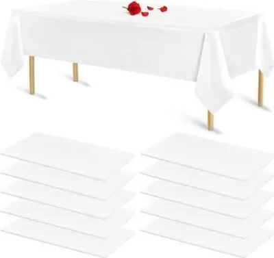 Produktbild von Einwegtischdecken – Weiß – 10er-Pack – 137 x 274 cm – Wasserdicht – Fleckenabweisend