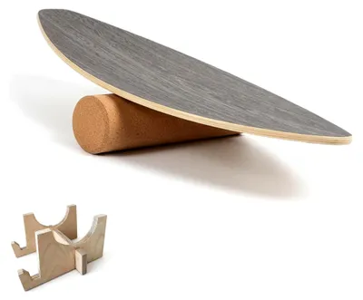 Produktbild von Balance Board aus Holz mit Korkrolle, 8 Holzschichten, Trainingsgerät für Gleichgewicht und Koordination