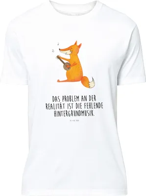 Produktbild von Mr. & Mrs. Panda T-Shirt Fuchs Gitarre - Weiß - Geschenk, Singen, Musiker, Optimistisch, S, Rundhals, Tshirt, Musik, Sänger, Shirt, oberteil
