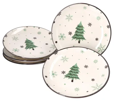 Image de lot de 6 assiettes à gâteaux Arbre de Noël Assiettes à biscuits Assiette à dessert Noël