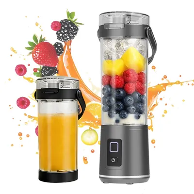 Tragbarer Mixer 600 ml, 12 Klingen, USB-C, 22.000 U/min, grau