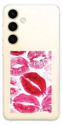 Zdjęcie produktu dla Elastyczne etui do telefonu Samsung Galaxy S25, ochrona obiektywu aparatu, silikon TPU, przezroczyste, z napisem "Love"